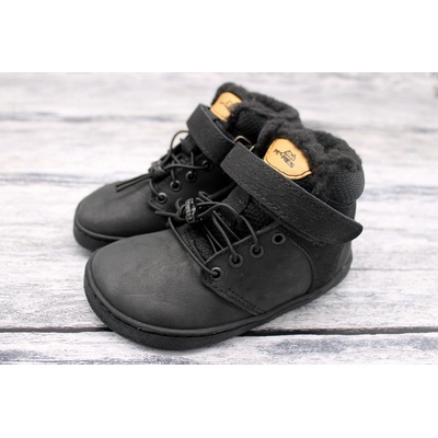 Pegres kožené zimní barefoot boty černá