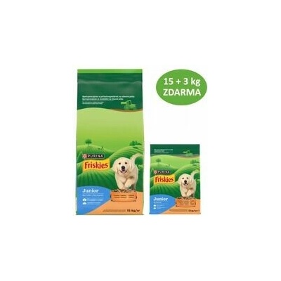 Friskies Junior s kuřetem zeleninou a mlékem 18 kg