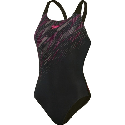 Speedo HYPERBOOM PLACEMENT MUSCLEBACK čierna ružová tmavo sivá