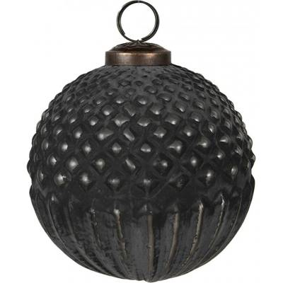 Clayre & Eef Granitová antik skleněná vánoční ozdoba koule Noirre Ø 10*10 cm