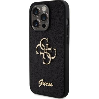 Guess PU FIXED Glitter 4G Metal Logo iPhone 15 Pro Černé