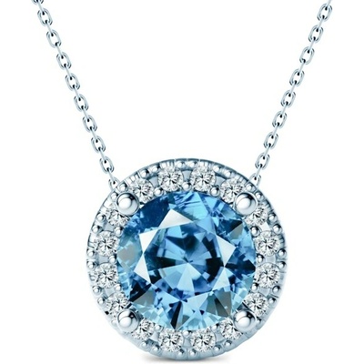 Savicki Náhrdelník biele zlato, modrý laboratórny diamant, laboratórne diamanty TIL-N-BR-050-LABBLUE-B