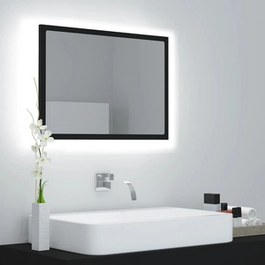 vidaXL LED огледало за баня, черно, 60x8, 5x37 см, акрил (804917)