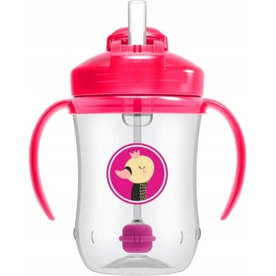 Dr.Brown´s hrneček s brčkem s držadlami růžový TC91101 270 ml