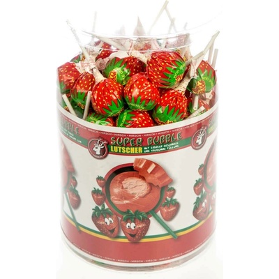 Super bubble lízátka jahodová 100 x 17 g