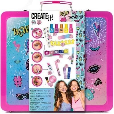 Kufřík sada voňavý make-up a neonová manikúra Create it! 84171