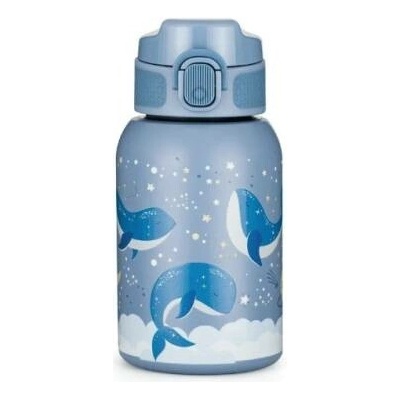 Petite & Mars nerezová termoláhev s brčkem 350 ml 12m+ vzor velryba