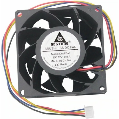 Ventilátor 92x92x38mm, 12V DC, XH2.54 - 4pin