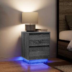 vidaXL Нощни шкафчета с LED осветление 2 бр. сиво Сонома 38x34x50 см (861294)