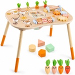 Ginger Home Детска Активна Маса GINGER HOME, Монтесори Център за игра 6 в 1, Масивно Дърво, 46x30.5x43.5 см