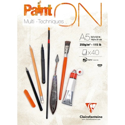 Clairefontaine Mix Media blok Paint'On biely A5 250 g/m²40 listov