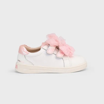 Mayoral Кецове в бяло с розови панделки за мини момиче Майорал