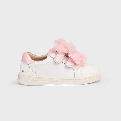 Mayoral Кецове в бяло с розови панделки за мини момиче Майорал