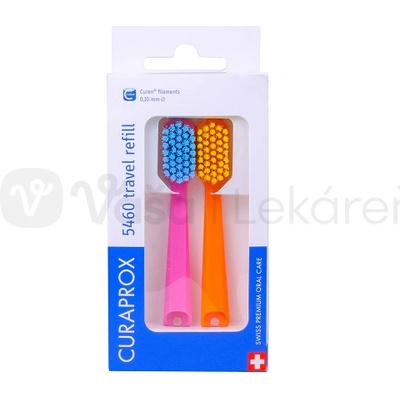 Curaprox CS 5460 Travel set náhradní hlavice kartáčku tmavě růžová + žlutá