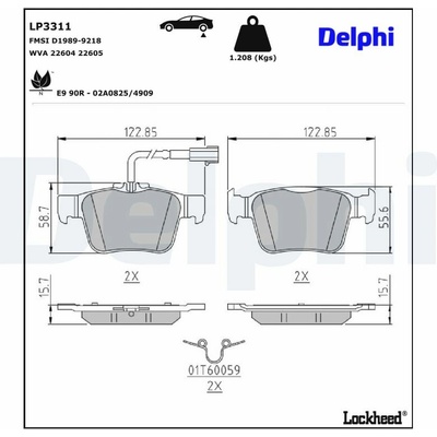 Sada brzdových platničiek, vždy 4 kusy v sade DELPHI LP3311