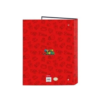 Super Mario Папка с пръстени Super Mario Trick Червен Тъмно синьо A4 26.5 x 33 x 4 cm