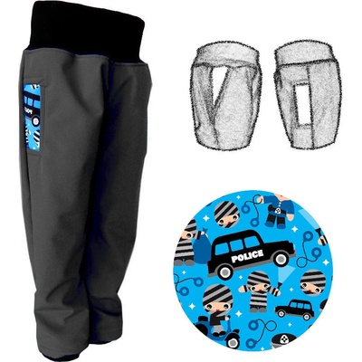 Dětské softshellové kalhoty POLICIE s kapsami s fleecem šedé