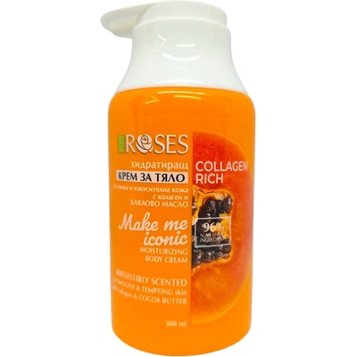 Natura of agiva roses крем за тяло, Хидратиращ, Помпа, 300мл, Какаово масло