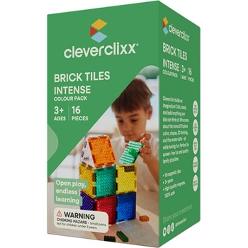 Cleverclixx Магнитен строителен комплект Brick Tiles Pack Intense - 16 бр (CLEVER_CC-1023)