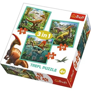 Image 1 of Trefl - Puzzle 3v1 Unusual world of dinosaurs - 1 - 39 piese