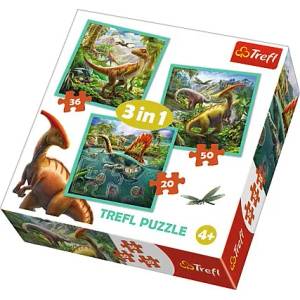 Trefl - Puzzle 3v1 Unusual world of dinosaurs - 1 - 39 piese