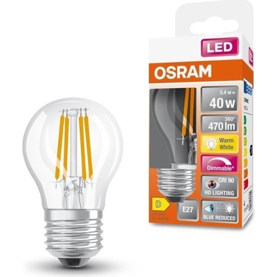 Osram 4058075603073 LED žárovka s redukcí modrého světla E27 3,4 W CLASSIC P, teplá bílá