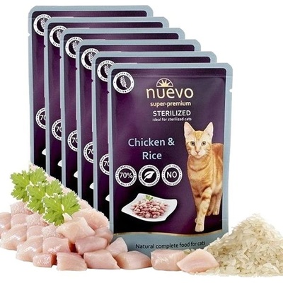 Nuevo cat Sterilised Chicken & Rice 6 x 85 g