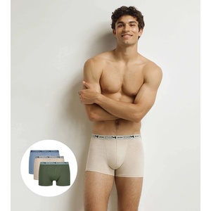 DIM GOTS COTTON STRETCH BOXER 3x - Мъжки боксерки от биологичен памук 3 бр. - зелено - светлокафяво - светлосиньо DIM | Sin | МЪЖЕ | M