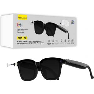 Blavec Смарт слънчеви очила с вграден AI асистент и камера - Blavec AI Smart Glasses SG-01 (черен) (SG01-B)