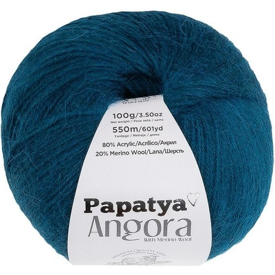 BELLATEX Příze Angora Merino Papatya 100 g - 5750 tmavě tyrkysová