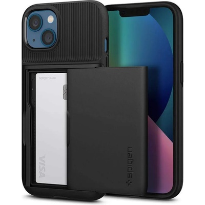Spigen Slim Armor CS Case - хибриден кейс с отделение за кр. карти и най-висока степен на защита за iPhone 13 (черен)