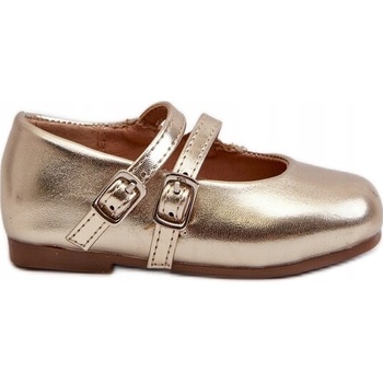 Detské balerínky s prúžkami zlaté