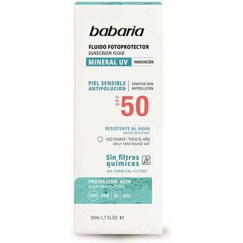 Babaria Sun Face ochranný fluid bez chemických filtrov na tvár SPF50 50 ml