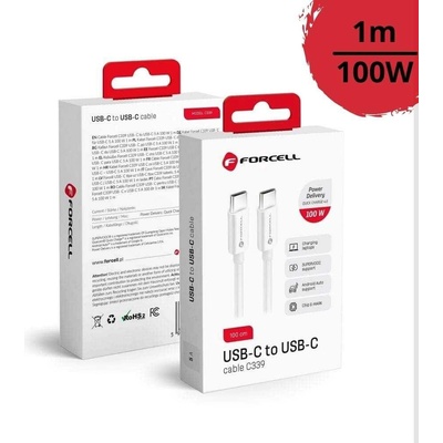 Forcell C339 Nabíjecí 100W USB-C/USB-C PD+QC 4.0, 1m, bílý