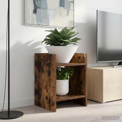 vidaXL Стойка за растения Опушен дъб 30 x 30 x 40 cm (899618)