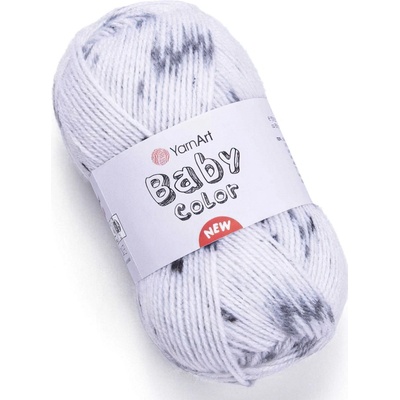 Pletací / háčkovací příze YarnArt BABY COLOR 205 bílo-šedá žíhaná, efektní, 50g/150m