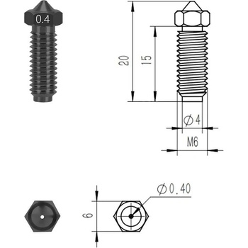 Anycubic Дюза от закалена стомана 0.2-0.8mm за Anycubic Kobra 3 - до 450°C