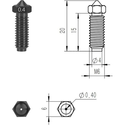 Anycubic Дюза от закалена стомана 0.2-0.8mm за Anycubic Kobra 3 - до 450°C
