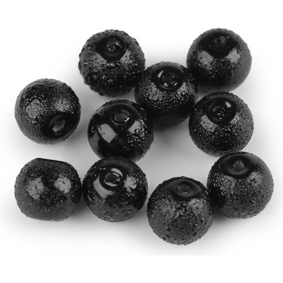 Sklenené voskové perly vrúbkované Ø8 mm - čierna (760 ks)