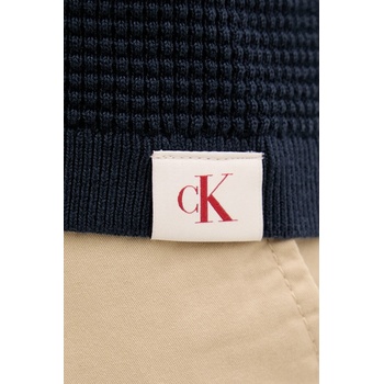 Calvin Klein Jeans Памучна тениска с яка Calvin Klein Jeans в тъмносиньо с изчистен дизайн LV04RC306G (LV04RC306G)