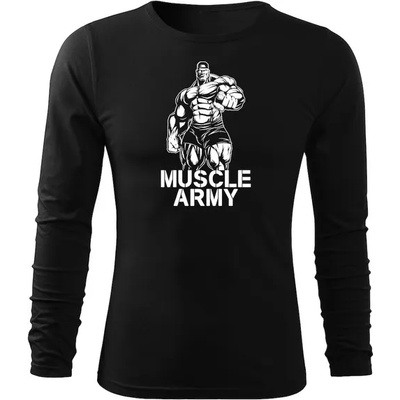 DRAGOWA FIT-T Тениска с дълъг ръкав Muscle Army Man, черна, 160 г/м2 (5656)