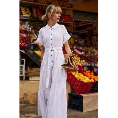 Moodo Дамски дълги ризови рокли Moodo - бели Moodo | Byal | ЖЕНИ | XS