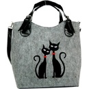Lecharme filcová kabelka EKO Excent Kočky s červeným obojkem svetlo sivá
