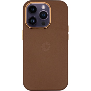 Pouzdro COVEREON LEATHER kožené s podporou MagSafe iPhone 12 mini - Cognac hnědé