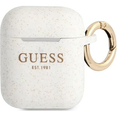 Guess GUA2SGGEH калъф за AirPods, бял силикон с брокат (GUA2SGGEH)