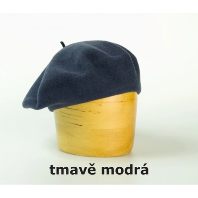 vlněný baret jednobarevný 11 5´ tm. modrá
