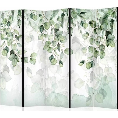 Fabulo paraván 5 dílný Zelené listy 172 x 225 cm stejný design na obou stranách