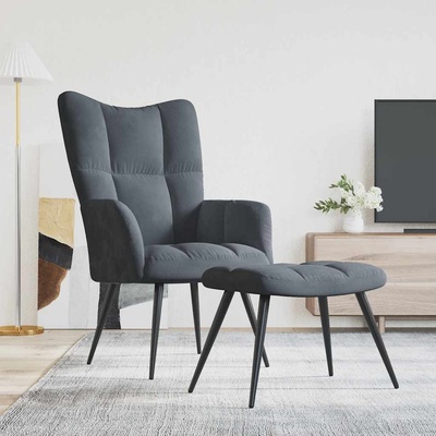 vidaXL 328107 relaxační se stoličkou tmavě šedé samet – Zboží Dáma