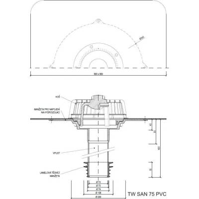 Sanačný vpust TW SAN PVC Typ: 75 PVC (79-102mm)
