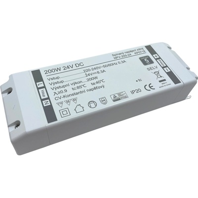 KPLED, 200W Profesionální napájecí zdroj 24V DC, NPV-200-24, kryté svorky, 5 let záruka